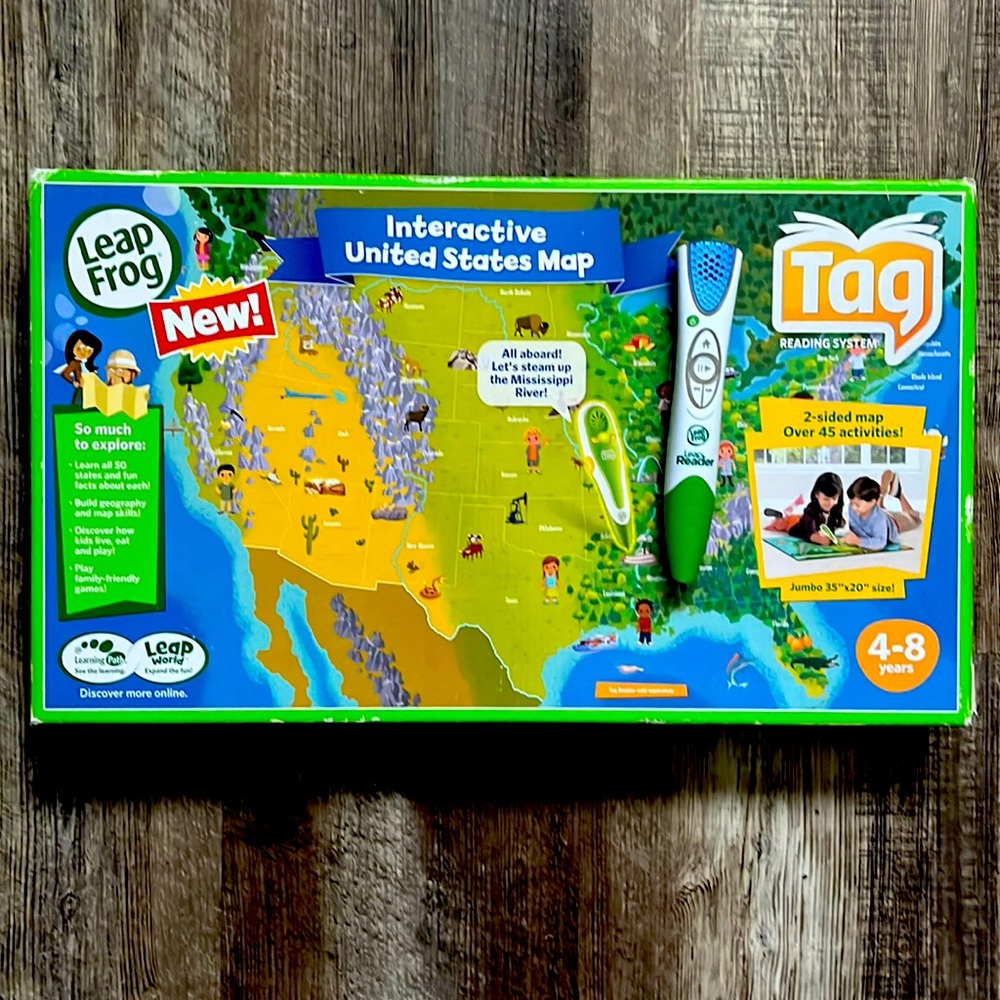 LeapFrog Interactive United States Map and Green LeapReader Pen